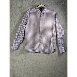 Visconti Black Shirt Medium Long Sleeve Button Up Flip Cuff Blue Brown Plaid